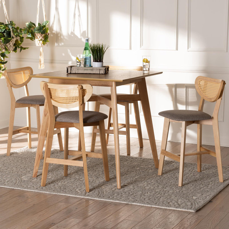 Ensemble repas carré L 35,4 po x l 35,4 po Charnese, Chêne naturel, Gris / chêne naturel