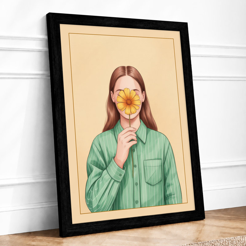 Face in Bloom Modern - Framed Print, A4 - 29.7 x 21.0 cm, Black