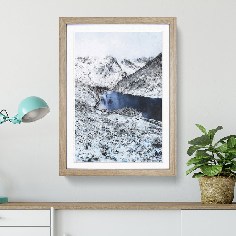 Tryfan Mountain In Snowdonia Wales - Single Picture Frame Painting on MDF, 63cm H x 45cm W x 2cm D, Oak Framed