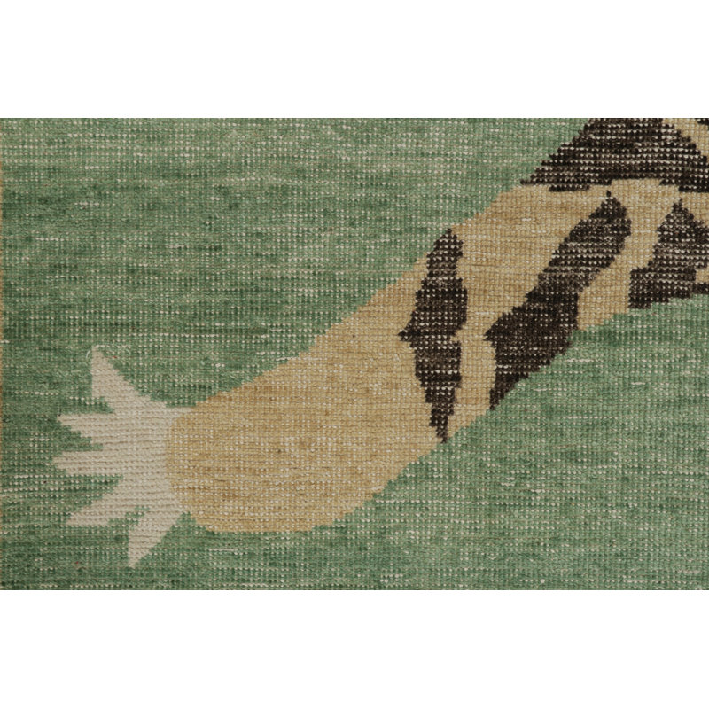 Distressed Homage Hand Knotted Wool Animal Print Area Rug, Rectangle 9' x 12'
