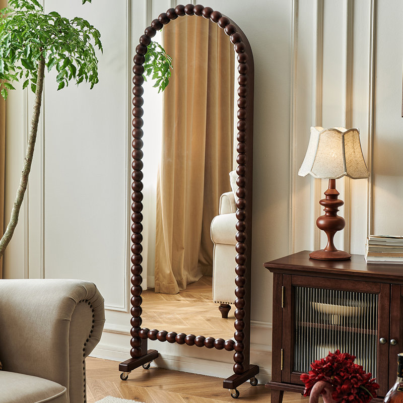 Retro Style Rotating Mirror with Integrated Storage Rack