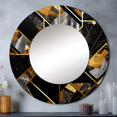Marbre granit agate avec touches dorées - miroir mural géométrique, art décoratif imprimé