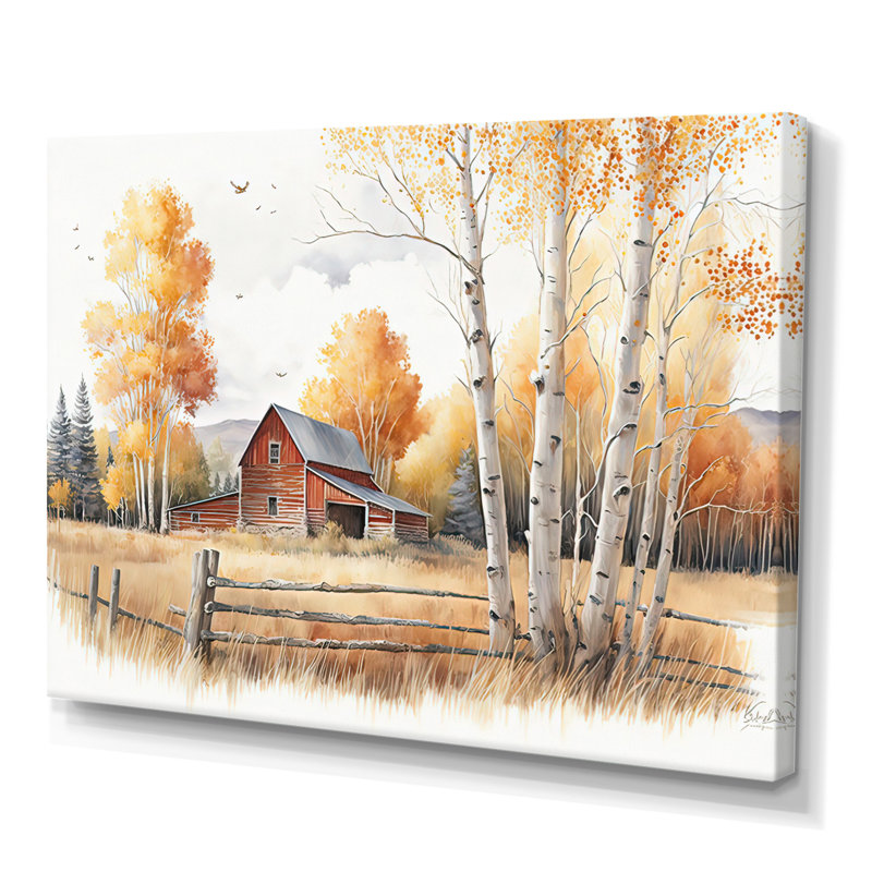 Chemin vers la grange V - art mural paysage de grange, H 12 po x l 20 po x P 1 po, Toile tendue
