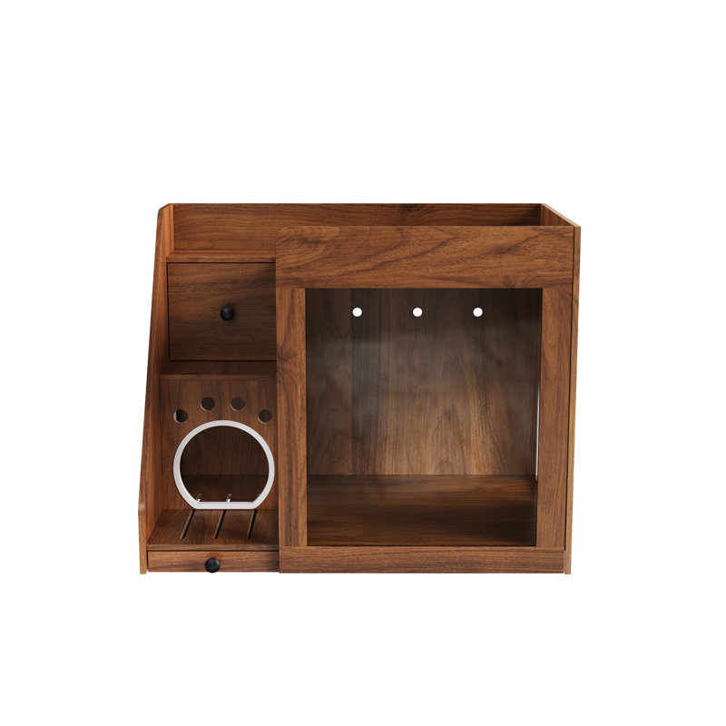 Enceinte de litière pour chat avec lumière DEL RVB, Walnut
