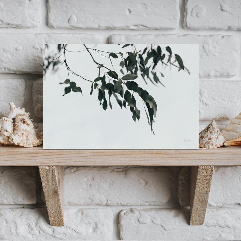 Simple, eucalyptus I, art abstrait contemporain avec paysage d'arbre, H 12 po x l 18 po
