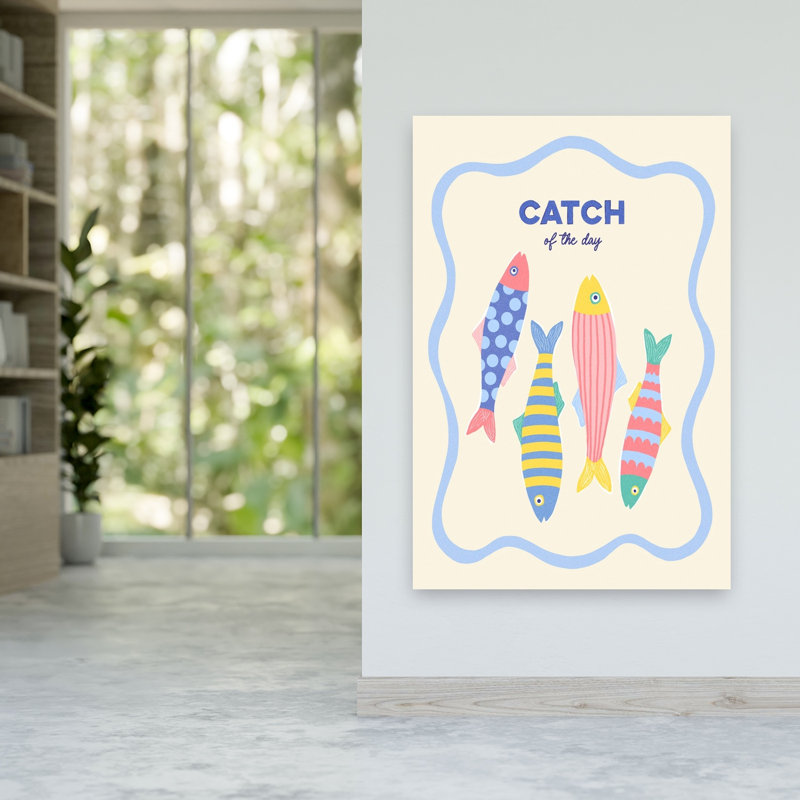 «Colorful Catch Of The Day», impression d'art ludique et coloré, H 60 po x l 40 po