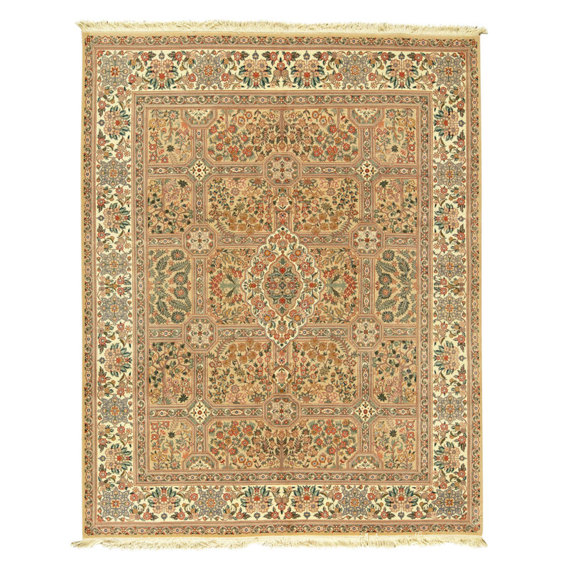 High-Quality Hand-Knotted Beige And Ivory Area Rug