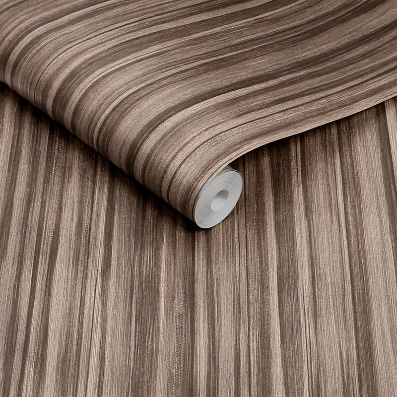 Abigail Ahern Fibre Stripe 10m x 52cm Textured Matte Wallpaper Roll, Brown