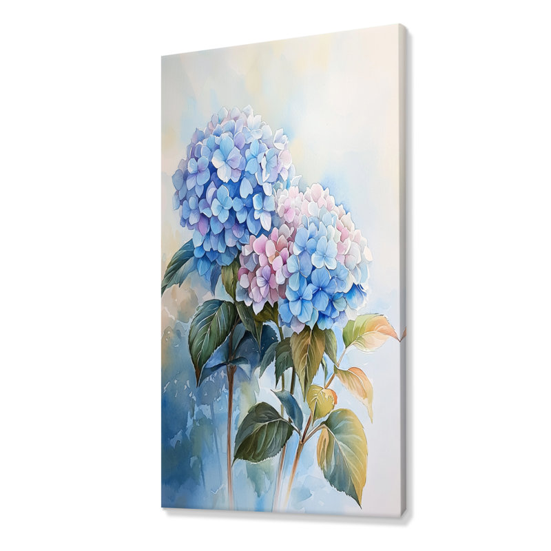 Hydrangeas In The Morning Light III - Hydrangea, reproduction d'art encadrée, H 60 po x l 28 po, Toile tendue