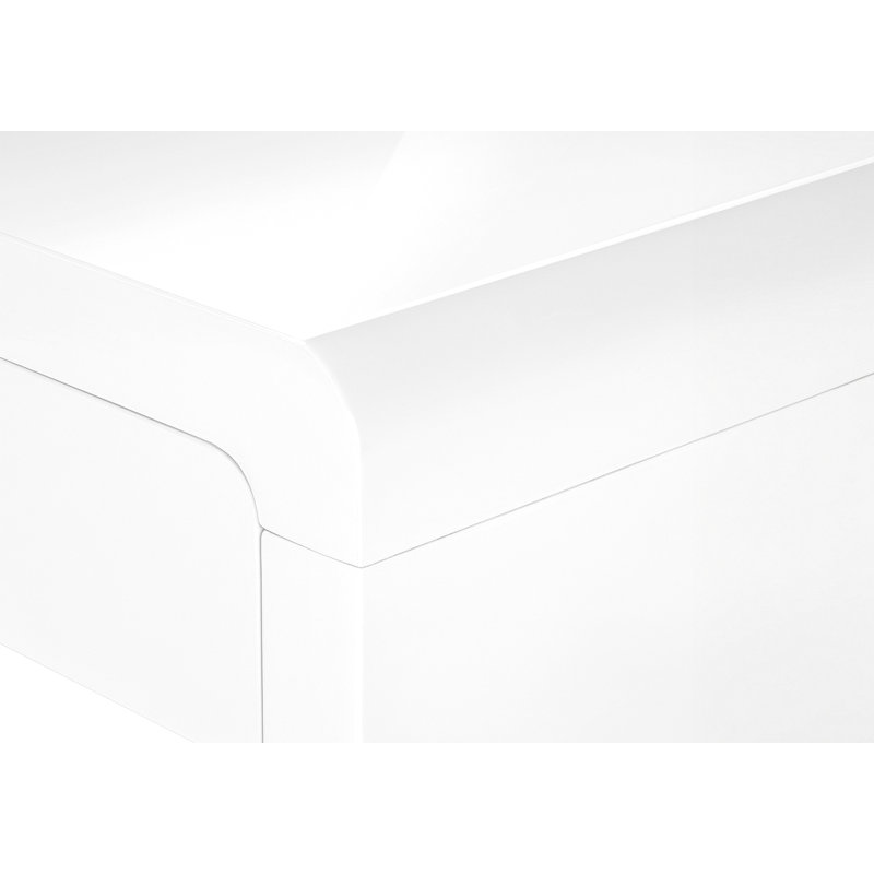 Computer Desk, Home Office, Laptop, Storage Drawers, 48"L, Work, Glossy White Laminate, Contemporary, Modern