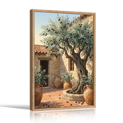 Ensemble de 1 tableau sur toile représentant un olivier