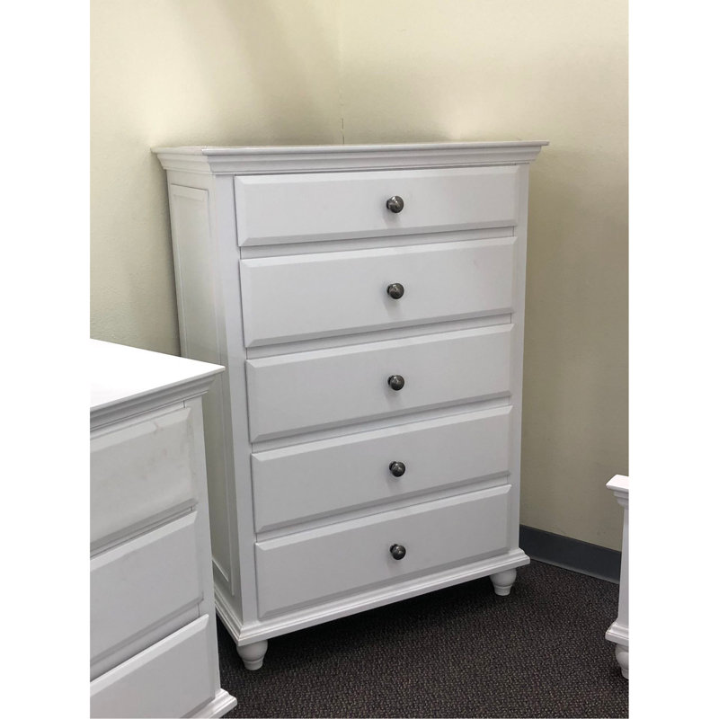 Meuble de chambre à coucher avec poignées à 5 tiroirs de style moderne 1 pièce