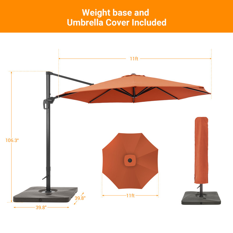 Parasol en porte-à-faux 132 po Derontae, Rouge