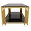 Ensemble de 3 tables de salon avec 1 table basse et 2 tables de bout, rectangulaire, verre trempé, métal asymétrique, finition dorée et tablette inférieure, 47,5 po-133238436