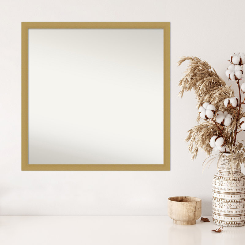 Grace Narrow Non-Beveled Wall Mirror, 28" H x 28" W, Brushed Gold