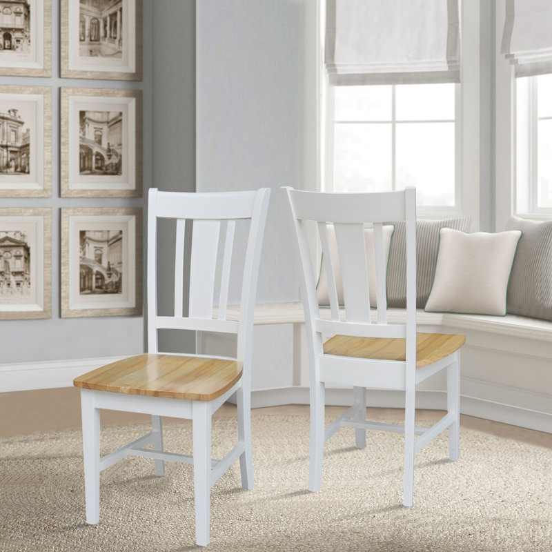 Evalyn Solid Wood Side Chair, White/Natural