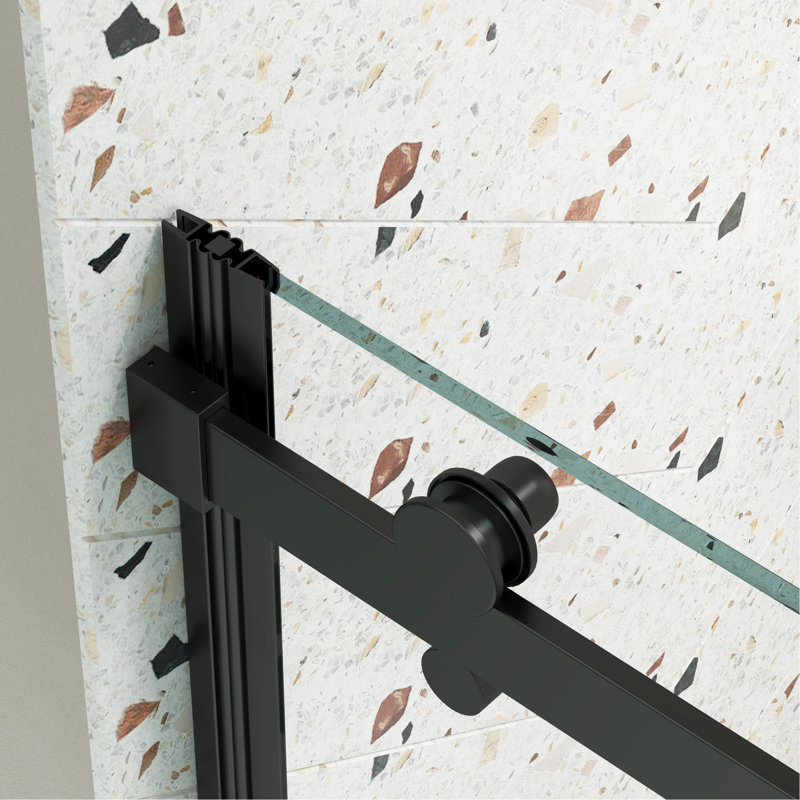 Sliding Bathtub Door, 5/16" Tempered Glass, Matted Black, High Technology Black Shower Door For Bathtub, Comfortable Feeling