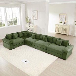 Oversized Cloud Modular Sectional Couch,Convertible Sectional Couches Deep Seat Extra-Wide Armrests, 18Throw Pillows Premium Corduroy Fabric, Ergonomic Design,Easy Assembly, For Study