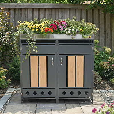 Garden Storage Box Waste Bin With Planter Top