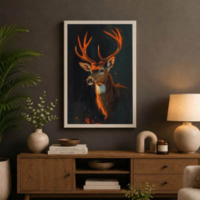 Golden Stag Modern - Wrapped Canvas