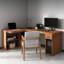 Bureau de direction brun en L en bois massif avec 1 tiroir-1257671269-1257671271