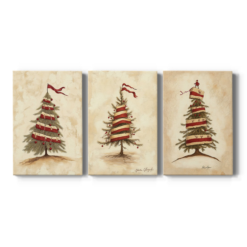 Christmas Holiday Art CDLVI - Toile tendue avec châssis sur mesure - 3 pièces, H 36 po x l 72 po