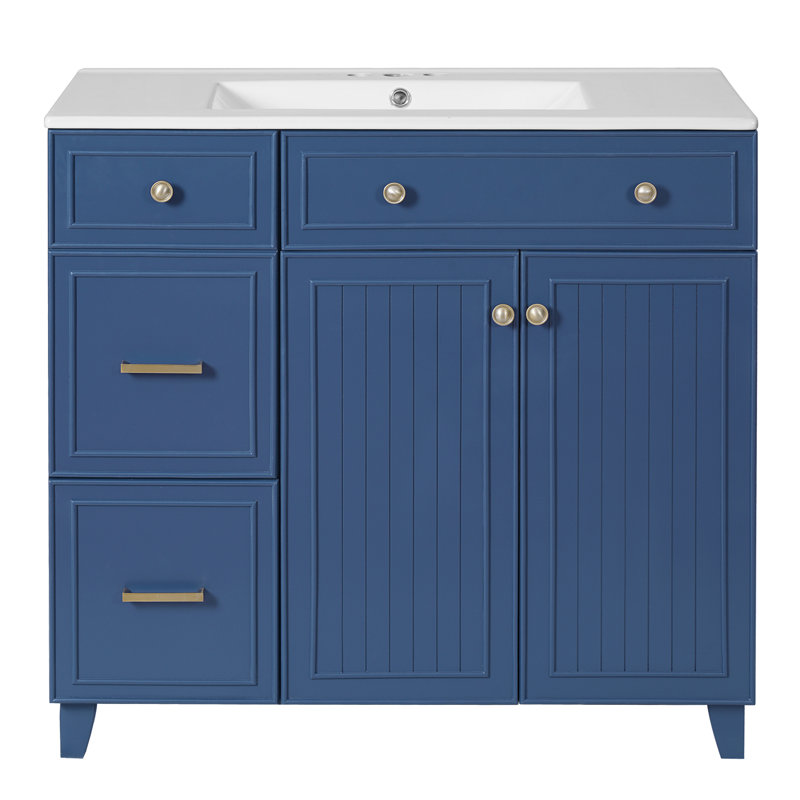 Space-saving Solid Wood Transitional Bathroom Vanity For Modern Elegance