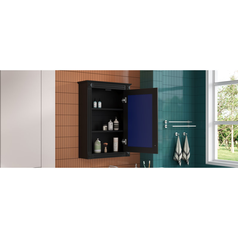 Élégante armoire à miroir de rangement en bois massif de conception minimaliste pour la salle de bain