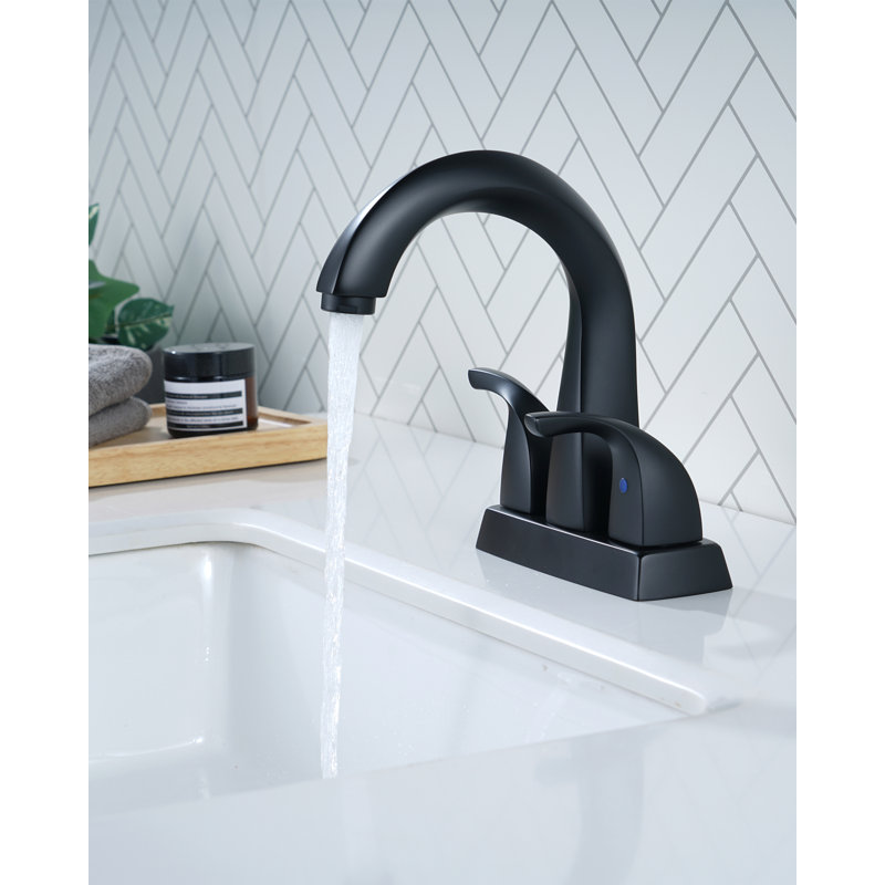 4 inch Double Handle Centerset Bathroom Sink Faucet with Drain Assembly, Matte Black