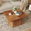 Table basse vintage en bois massif, table basse carrée 31,5 po pour le salon, tables de salon classiques