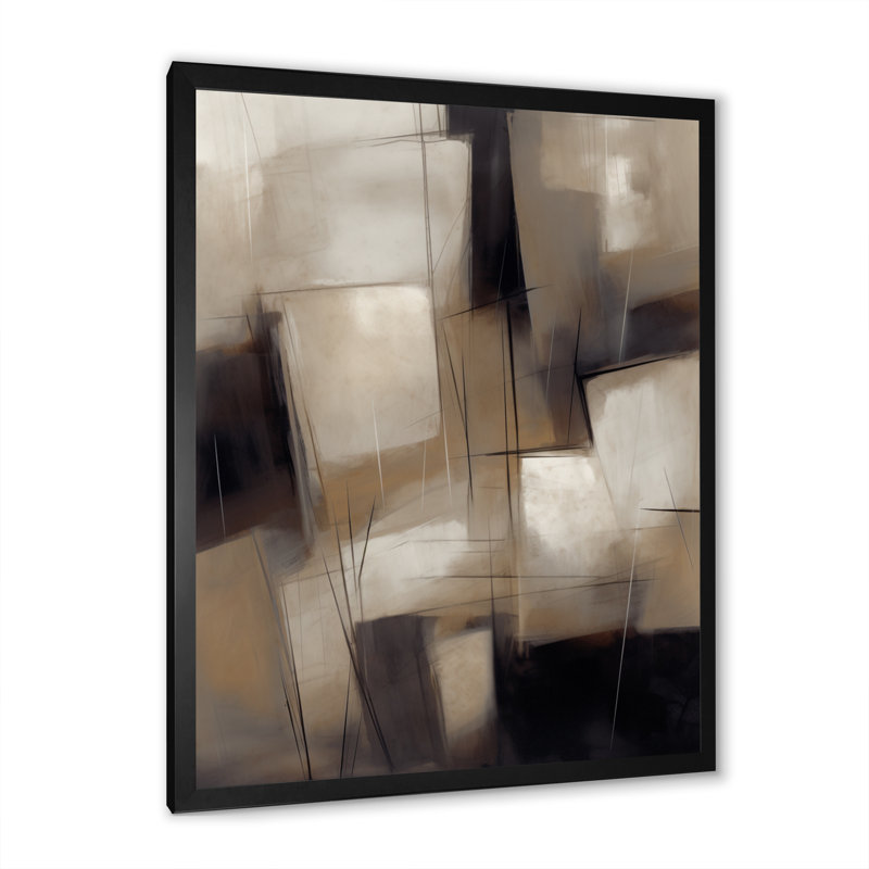 Peinture de formes abstraites IV - Peinture abstraite, art mural, H 20 po x l 12 po x P 1 po, Cadre photo noir