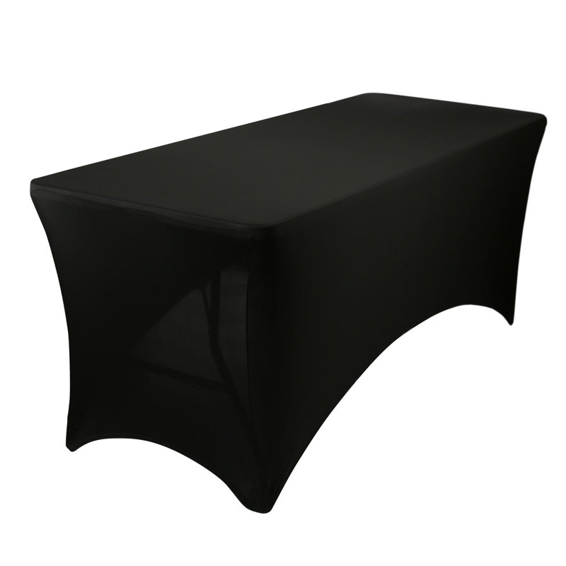 Rectangular Spandex Fitted Tablecloth - 6ft (180cm) - White - Pack of 1, 1, Black