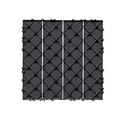Dalles de terrasse emboîtables, paquet de 10, 30,5 x 30,5 cm (12 po x 12 po), 0,93 m² (10 pi²), revêtement de sol extérieur imperméable en plastique, résistant aux intempéries, idéal pour terrasse, porche, balcon, jardin, gris foncé
