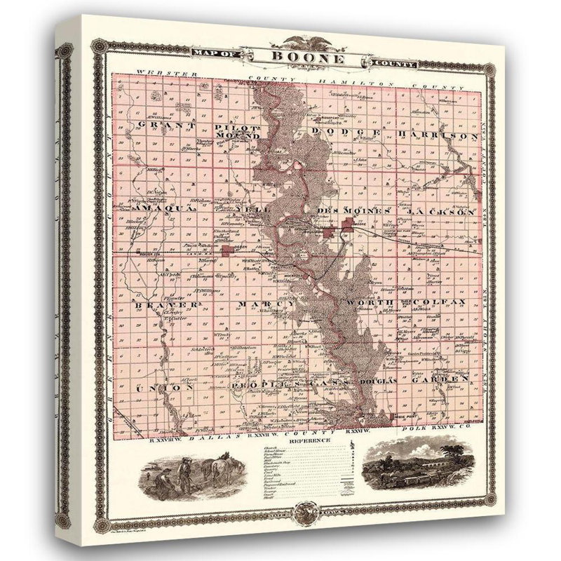Art sur toile tendue Lark Manor ™ Andreas Gallery: Boone Iowa Landowner, Andreas 1874, H 44 po x l 36 po