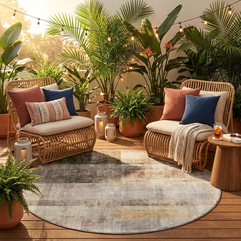 Tapis d'intérieur rond 8 pi