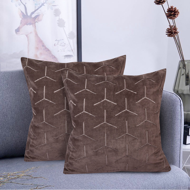 Housse de coussin 100% coton, gris, 18 po x 18 po