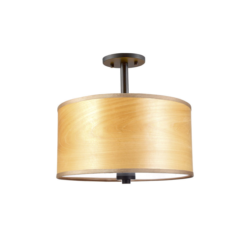 Drum - Vaneer Semi Flush Mount, Brulee, Brass