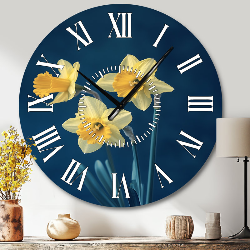 Horloge murale Moody Daffodils Contrast, Grand
