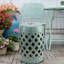 Tabouret de jardin, table d'appoint d'extérieur, table d'appoint ronde en céramique 13 po x 18 po, table d'appoint-132901629