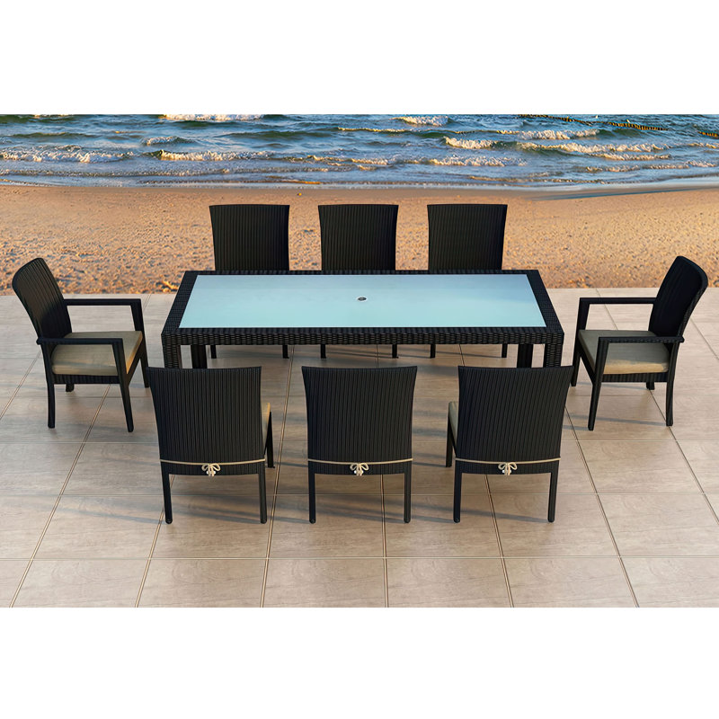 Urbana Outdoor - Piece Dining Set, Canvas Charcoal Sunbrella® Canvas, Coffee Bean, 8