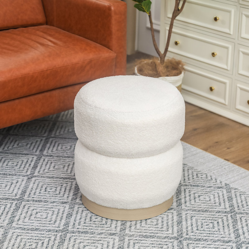 Tabouret rond rembourré, Ourson blanc