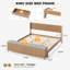 Structure de lit en bois avec banc de rangement intégré au pied de lit, 4 tiroirs, tête de lit couleur chêne-2130104440-2130104446