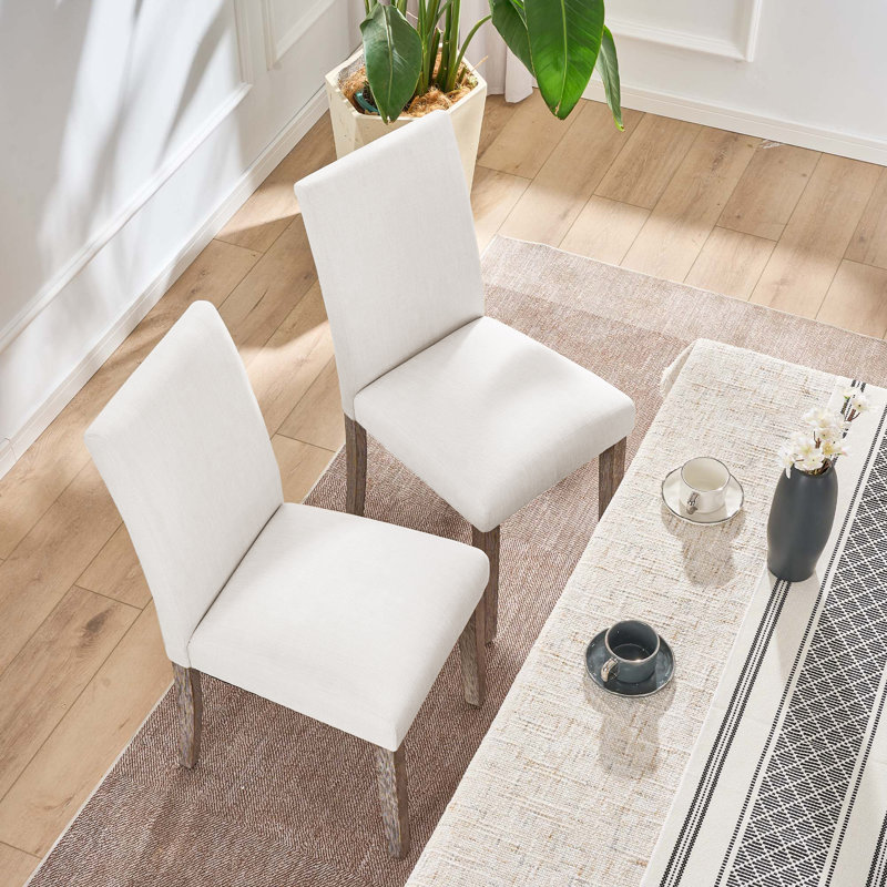 Chaise d'appoint rembourrée en tissu , Blanc, 2 Pieces