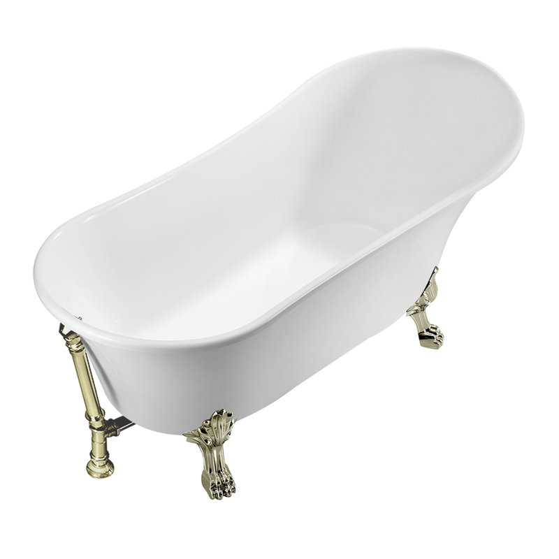 55" Streamline Clawfoot Soaking Acrylic Bathtub, Brushed Nickel, Brushed Nickel