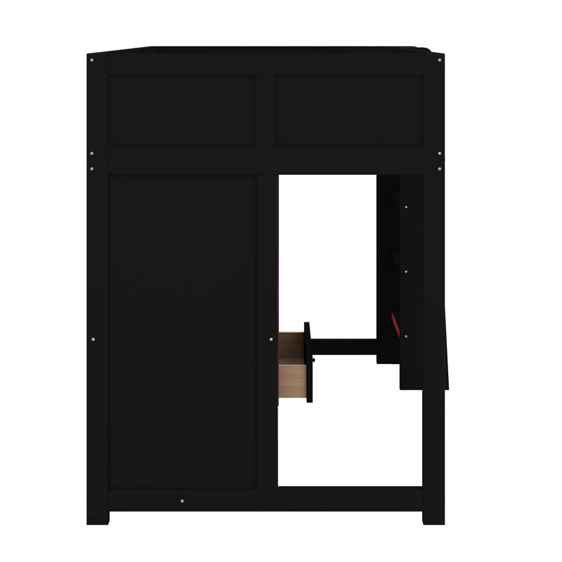 Lit mezzanine double avec bureau intégré, Lit double