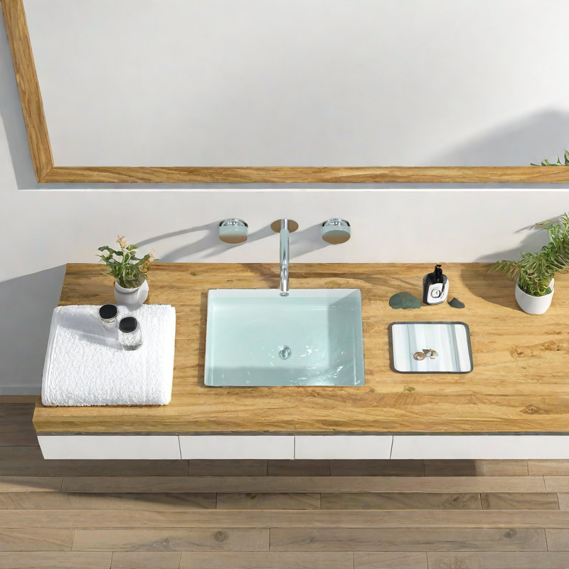 APRESSHUI 14'' Ceramic Rectangular Bathroom Sink with Overflow