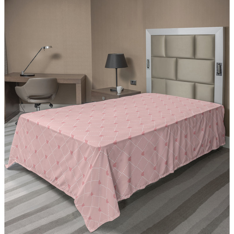 Drap plat moderne de style bohème Ambesonne, Drap plat pour lit simple, Pastel Pink/Pale Rose Geometric 2