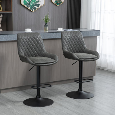 Swivel Upholstered Adjustable Height Counter Stool with Metal Frame