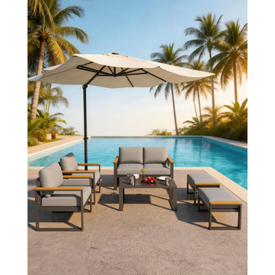 Ensemble de 2 fauteuils de patio en aluminium antirouille - chaises de jardin d'extérieur durables - coussins toutes saisons améliorés - sièges confortables pour terrasse, balcon, cour arrière