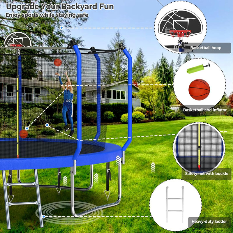 Trampoline de jardin rond avec enceinte sécuritaire Sapphome